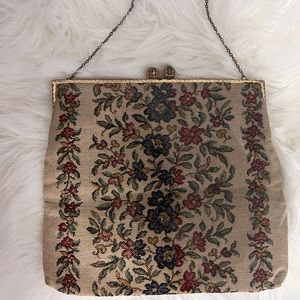 delill, vintage clutch flower print,  used in two ways
